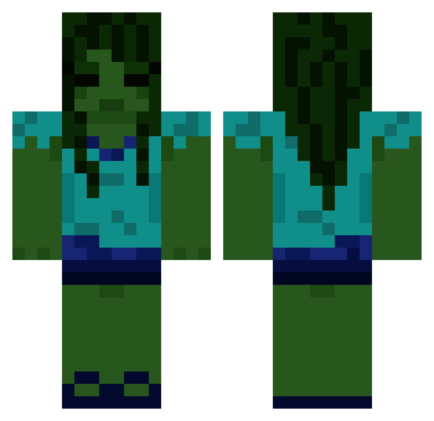 xp41 Minecraft skin, front and back view