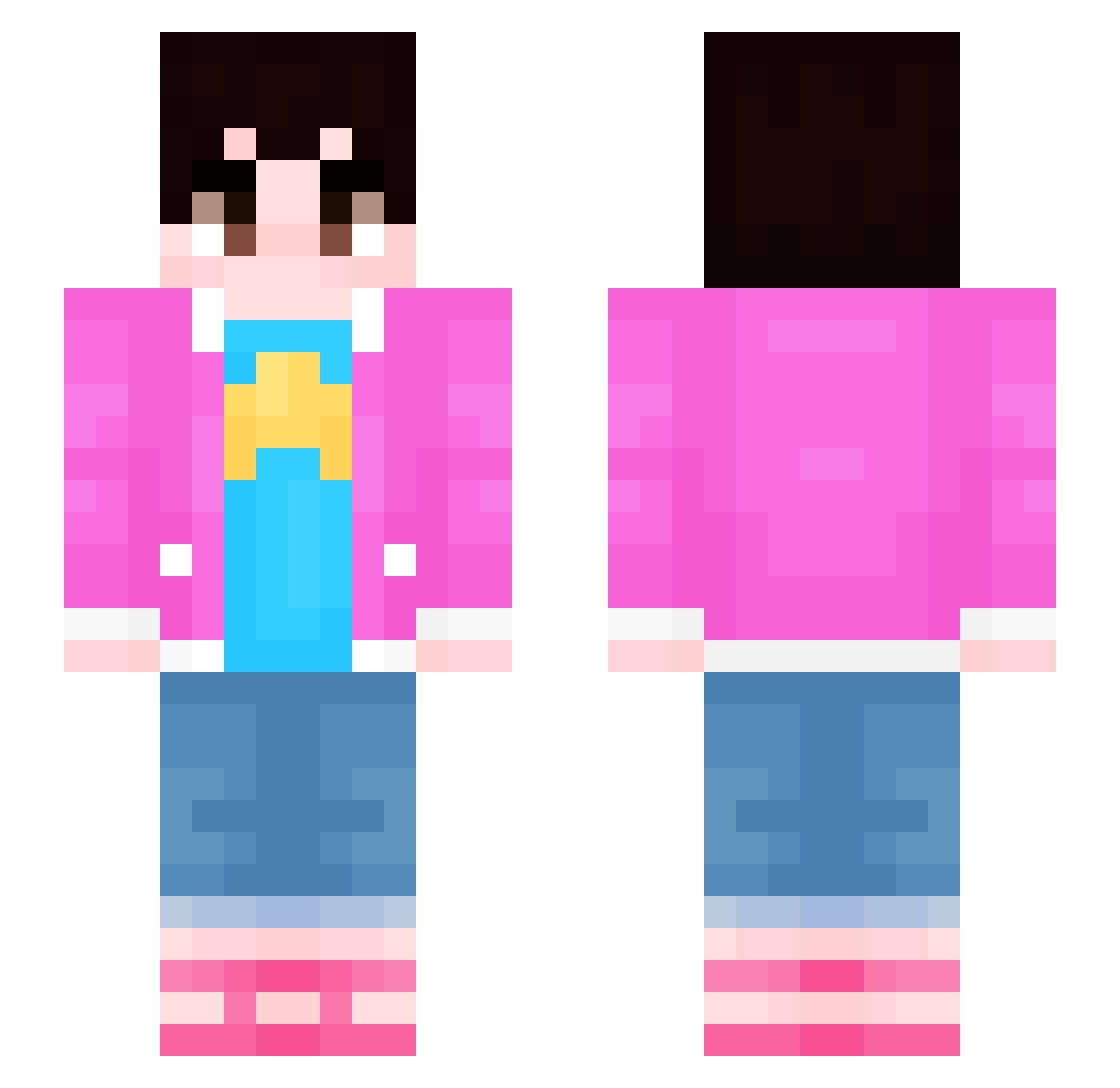 AestheticAries Minecraft skin, front and back view