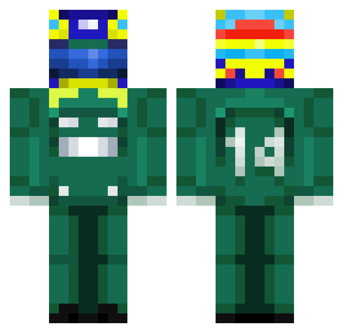 7kebu Minecraft skin, front and back view