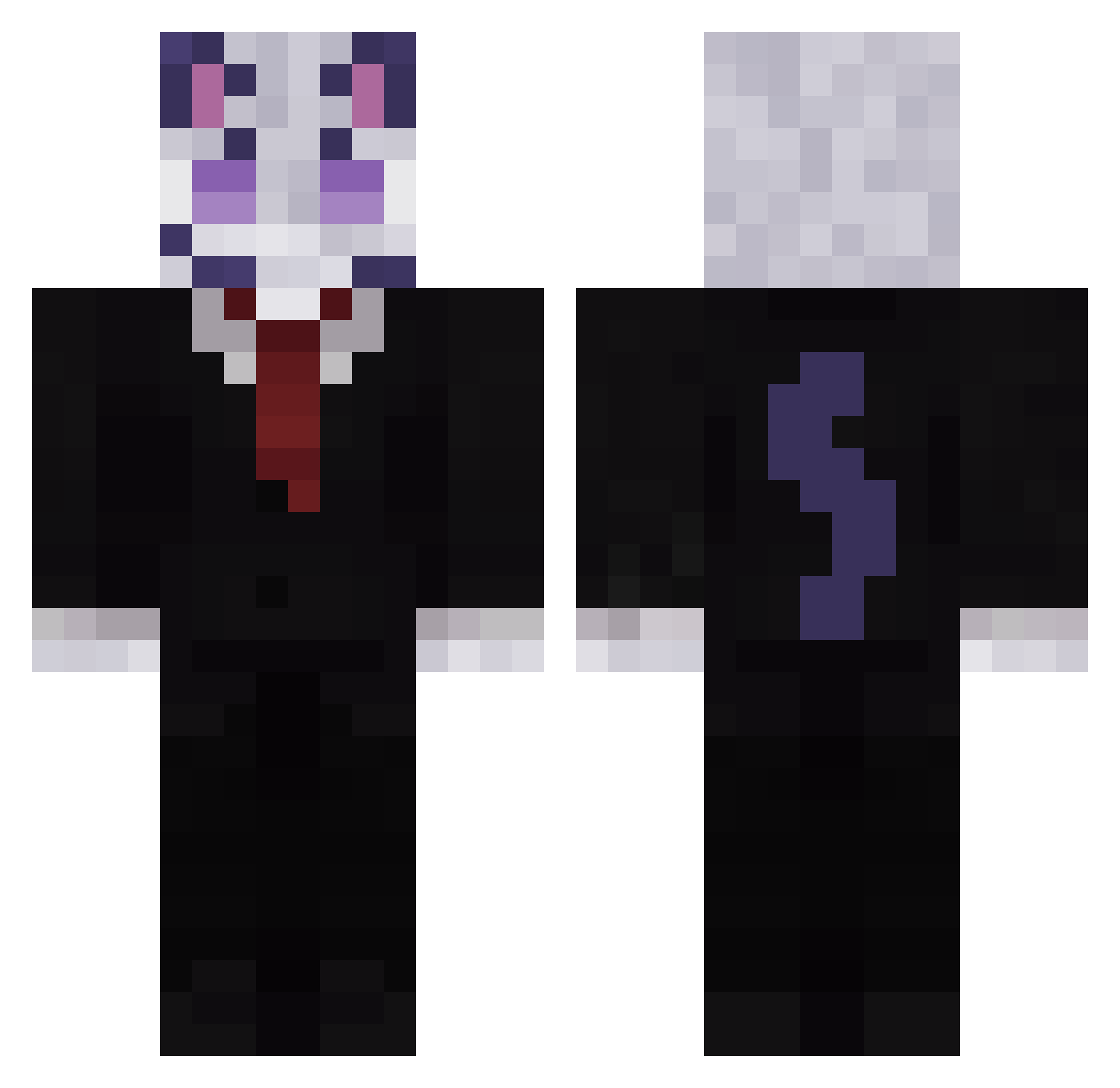 Sleepy_Sebatian Minecraft skin, front and back view