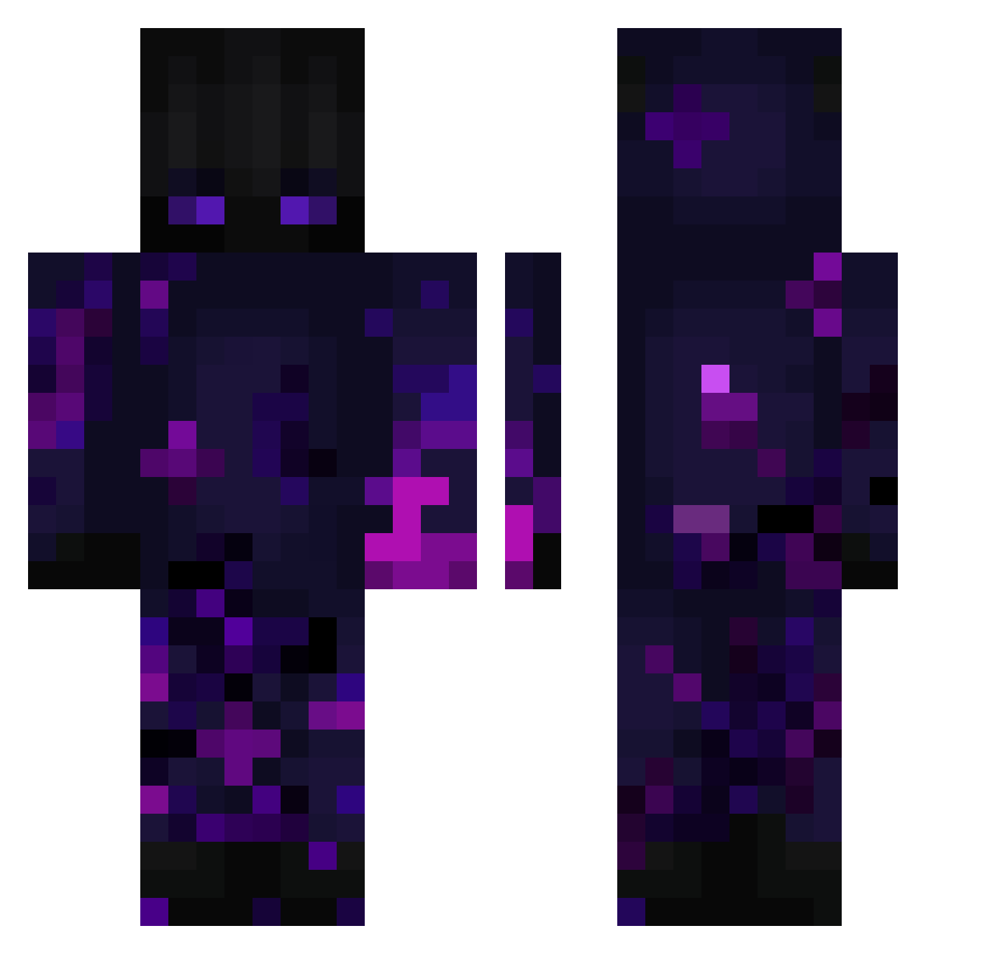 Pikichel Minecraft skin, front and back view