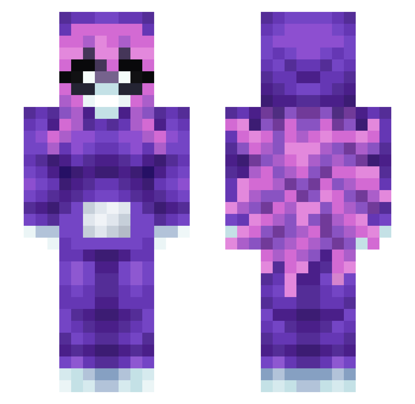 lLovePancakes Minecraft skin, front and back view