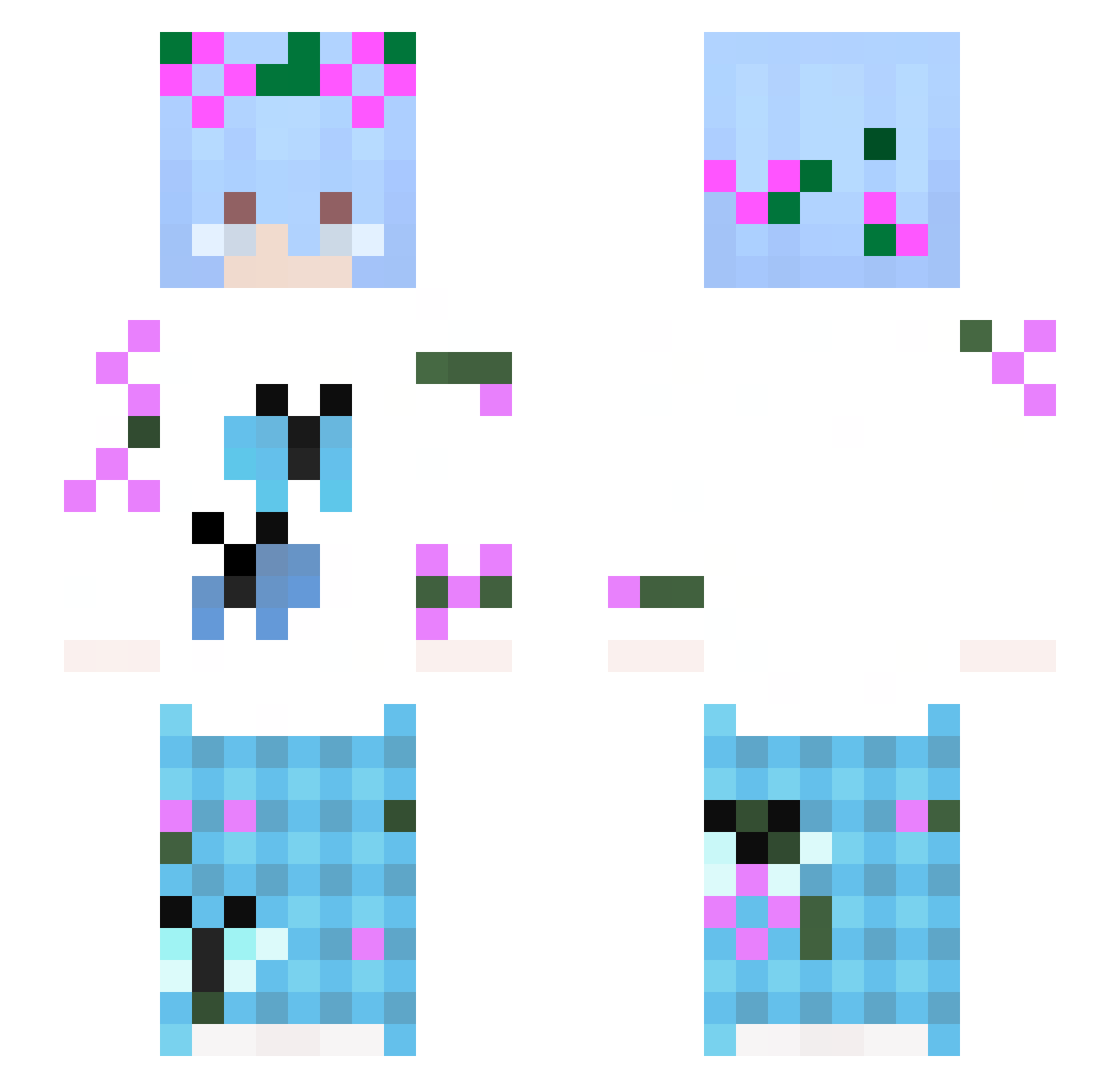 LinHikana Minecraft skin, front and back view