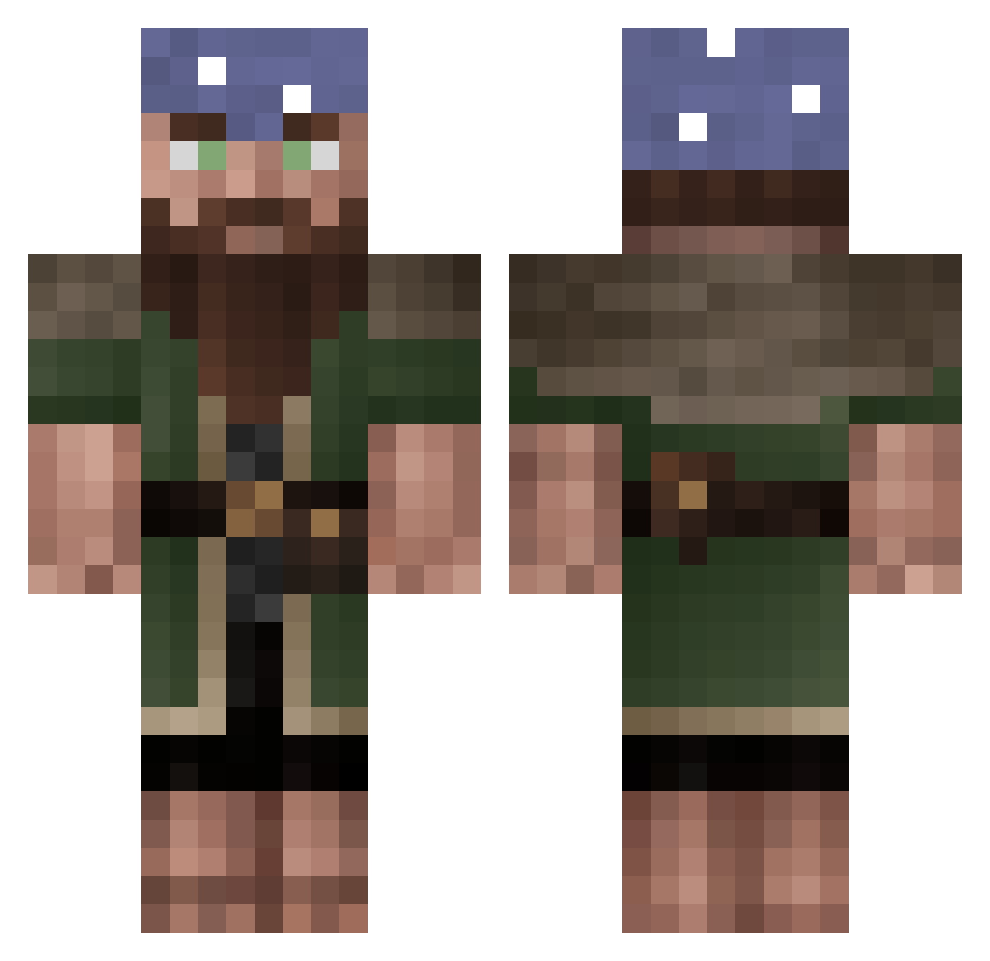 Beardicuss_ Minecraft skin, front and back view