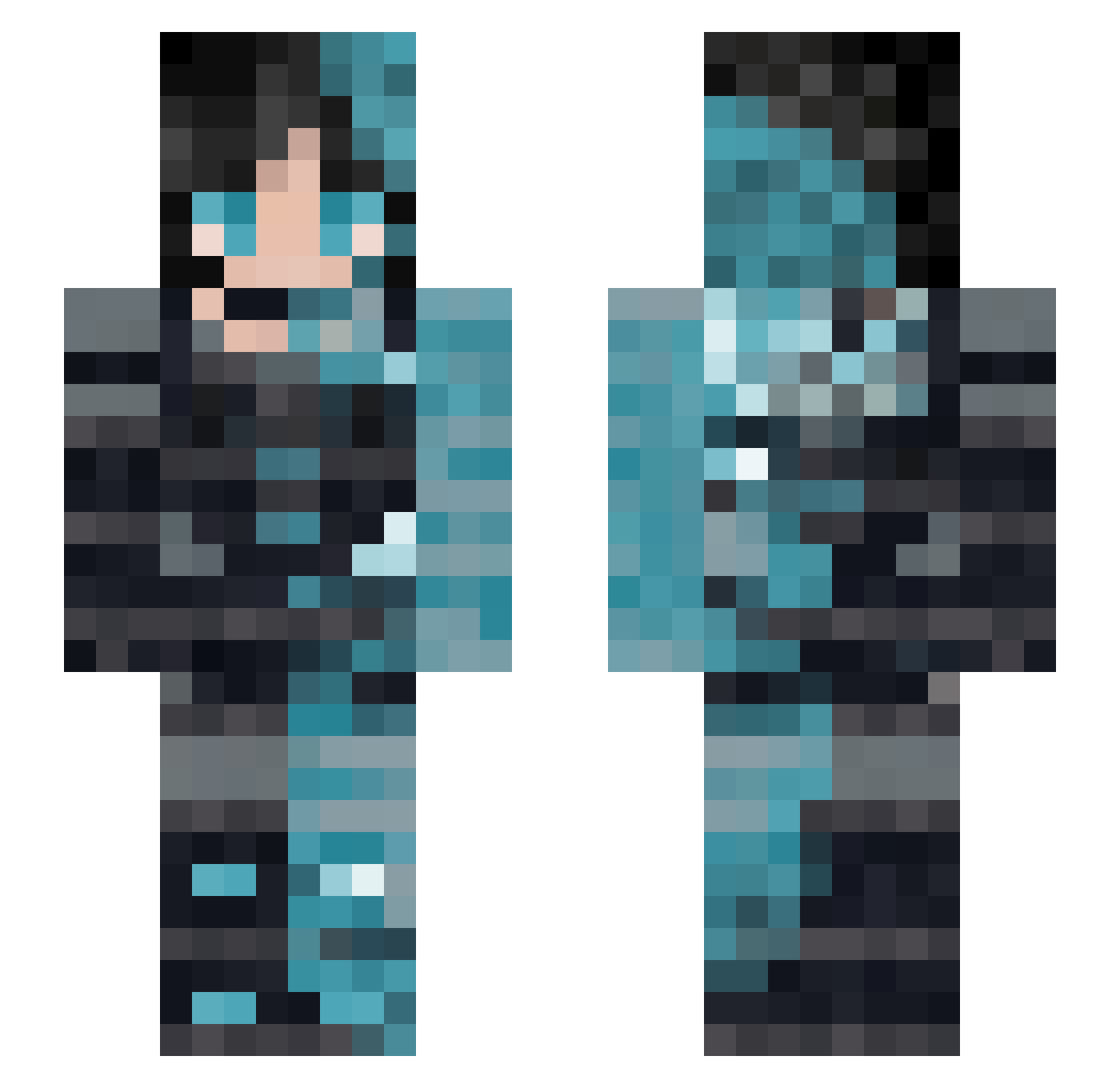 Emberlea Minecraft skin, front and back view