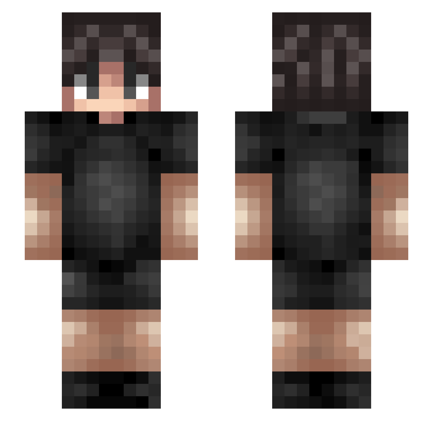 RaidAicd Minecraft skin, front and back view