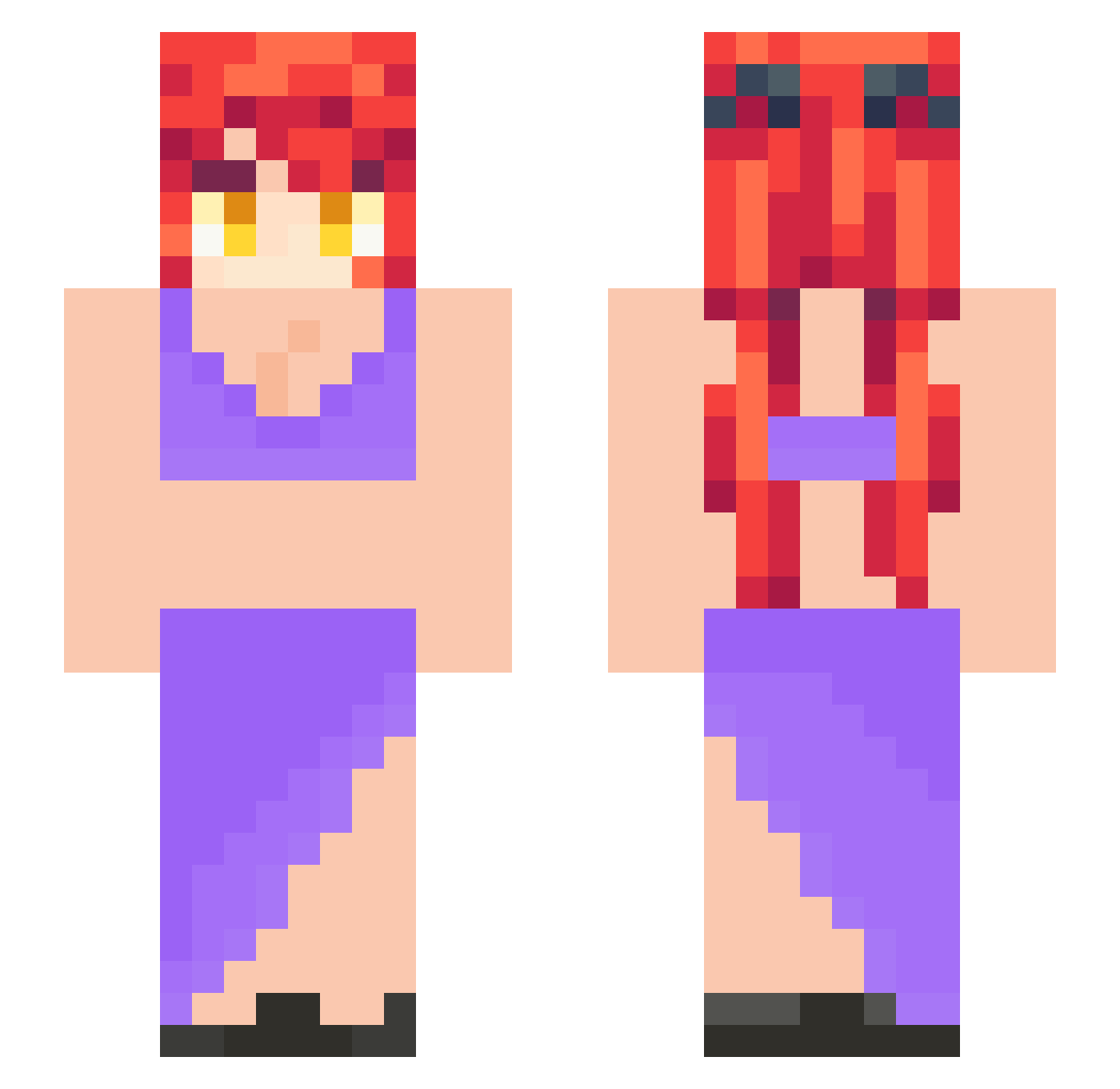 RustyRaspy Minecraft skin, front and back view