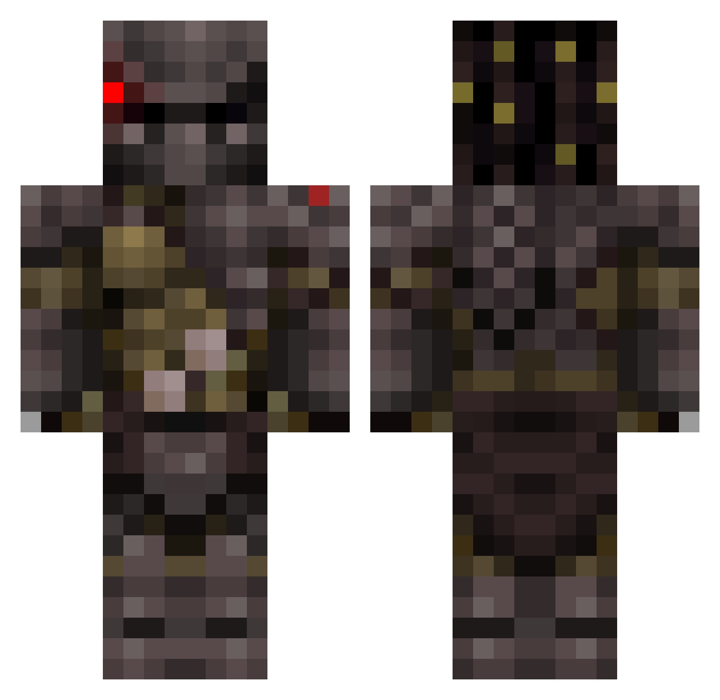 cacawette Minecraft skin, front and back view