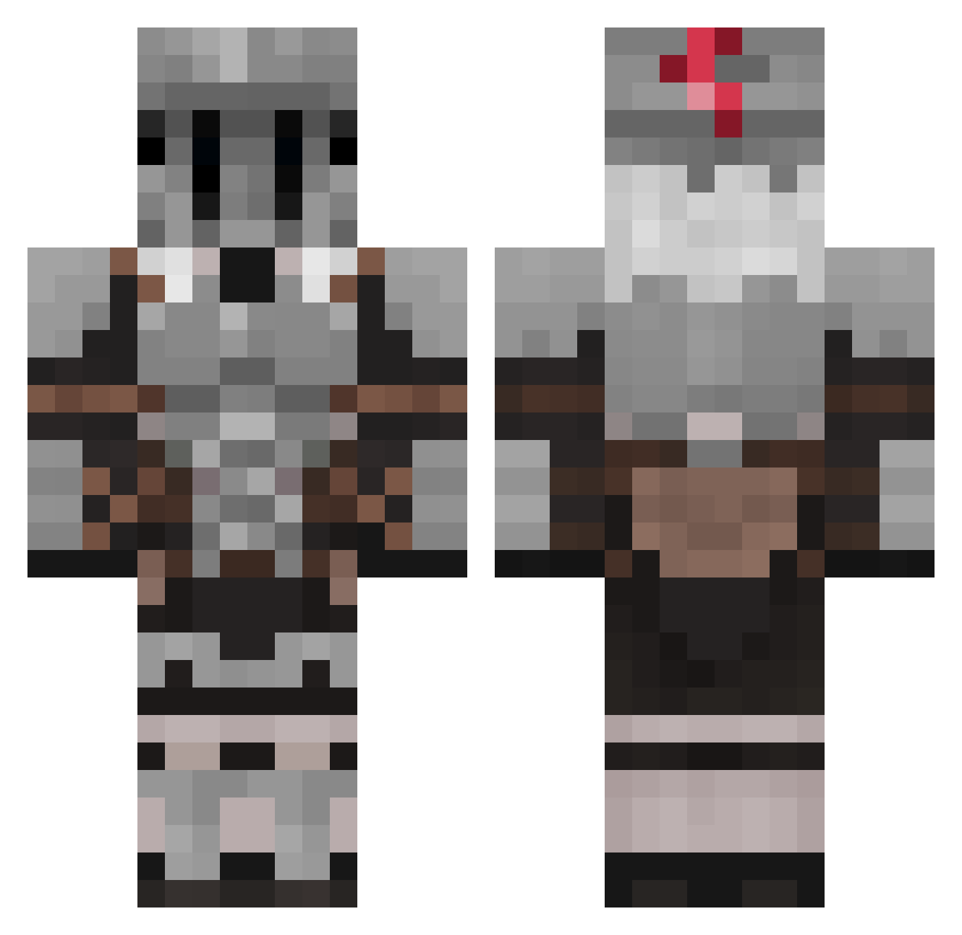 PandemoniumXIV Minecraft skin, front and back view