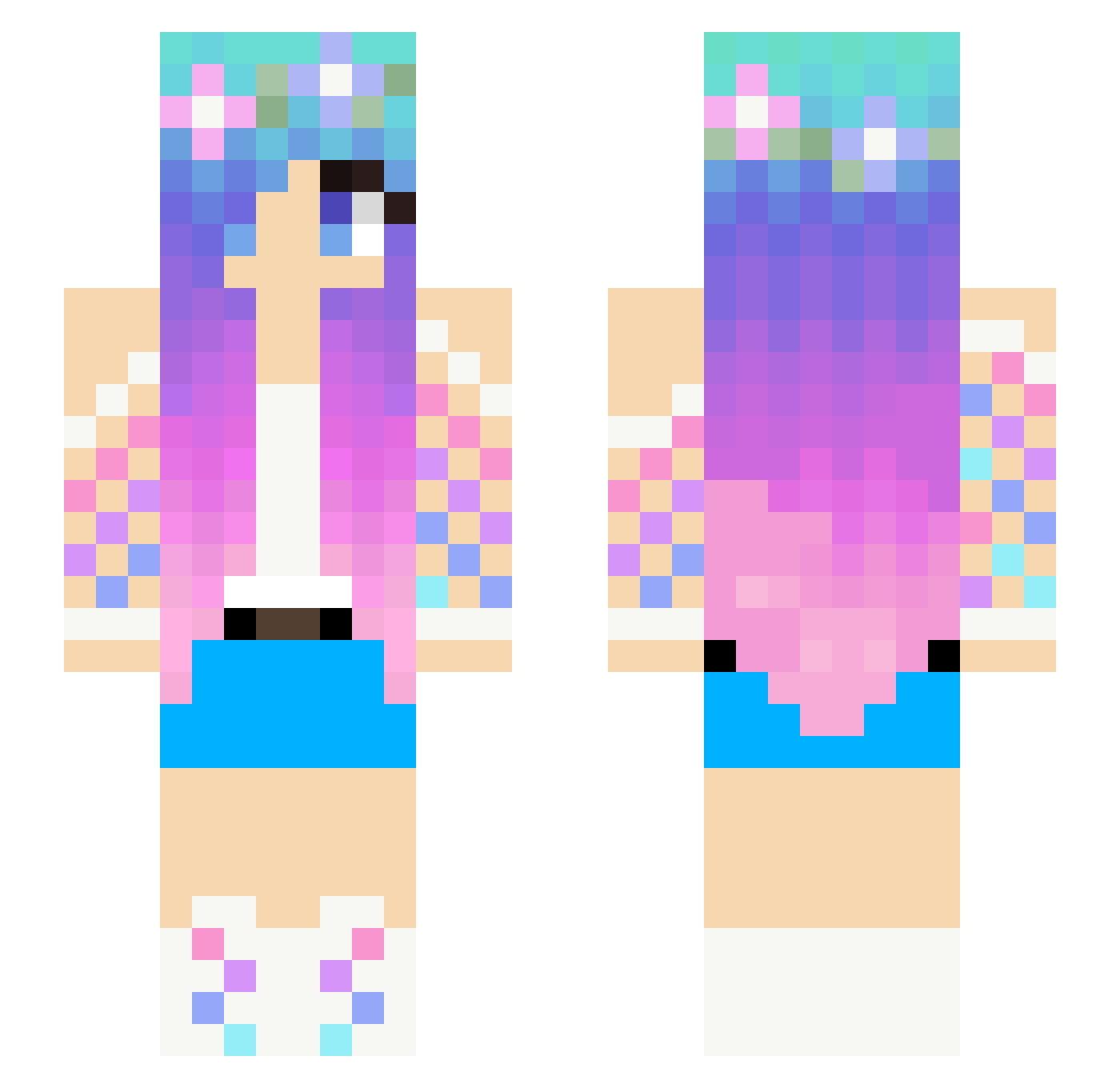 Raindrop1545 Minecraft skin, front and back view