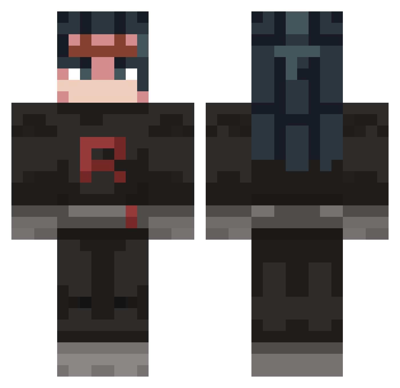 Huunhow Minecraft skin, front and back view