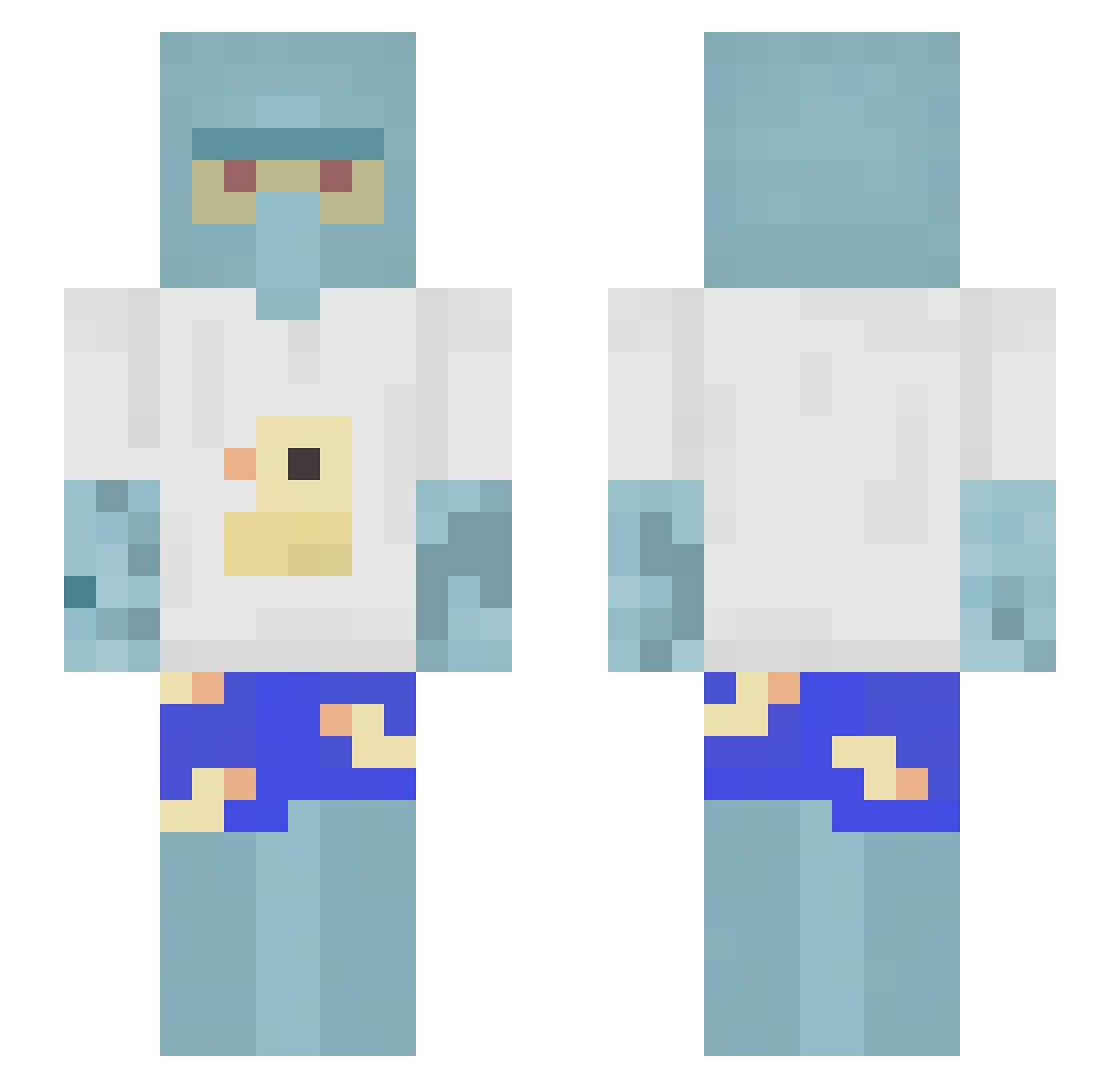 iSixy Minecraft skin, front and back view