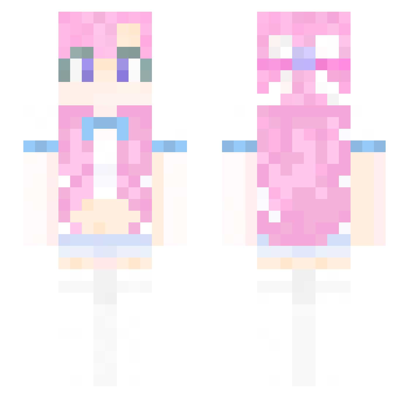 HANAchacha Minecraft skin, front and back view