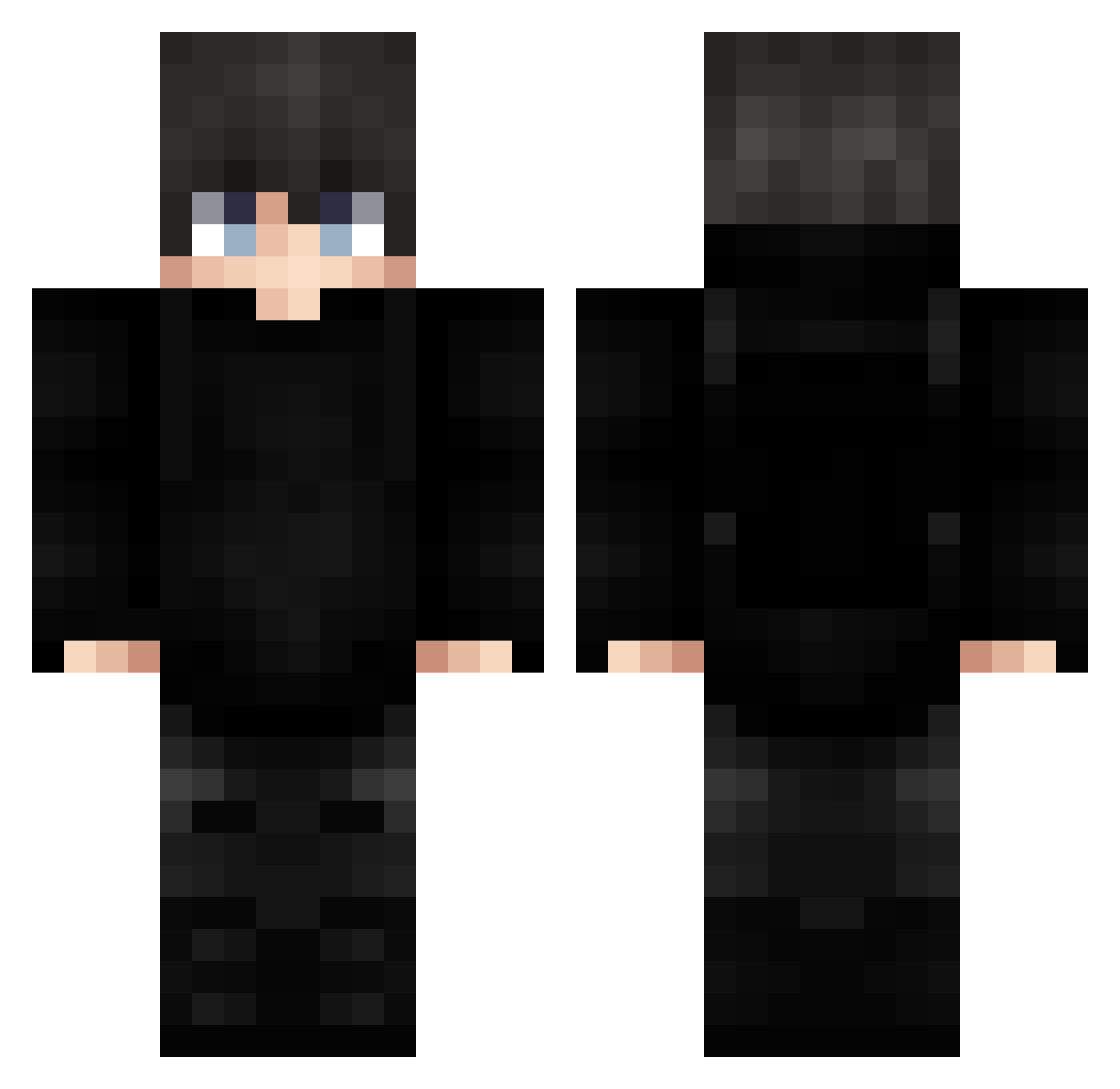 Zyohk Minecraft skin, front and back view