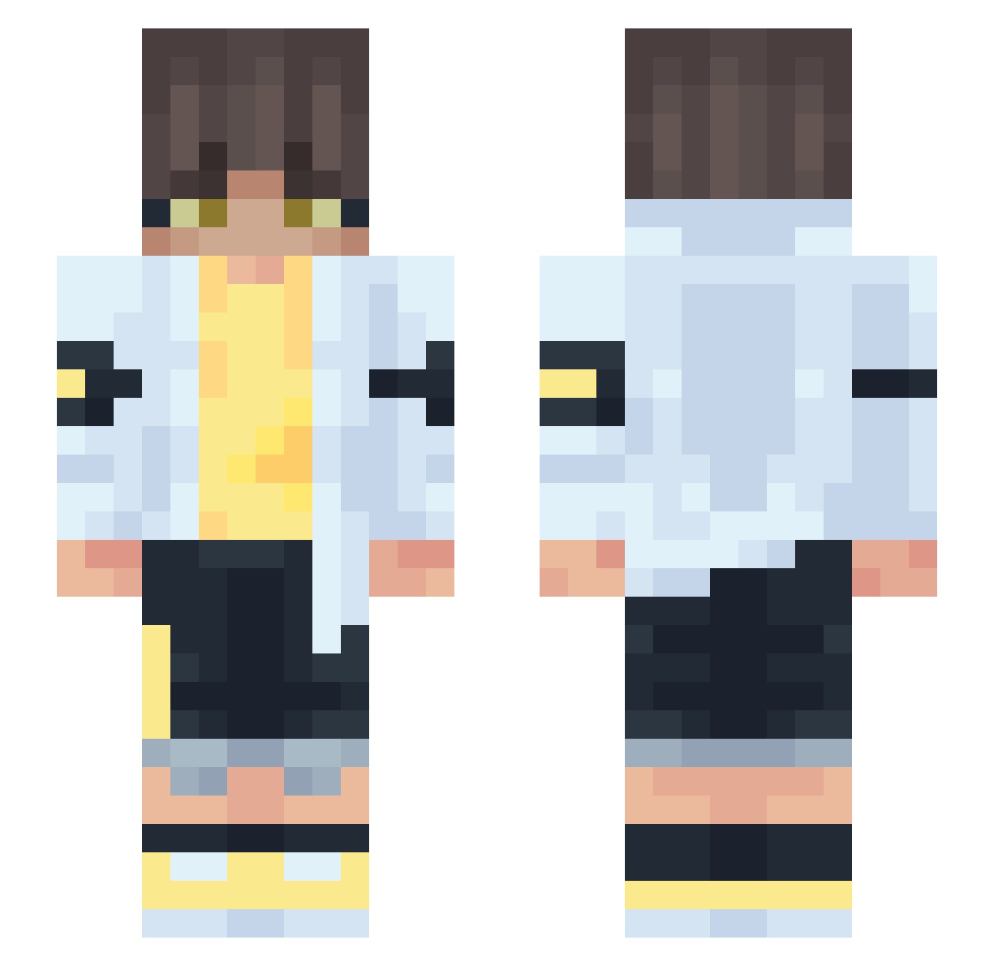 Techeons123 Minecraft skin, front and back view