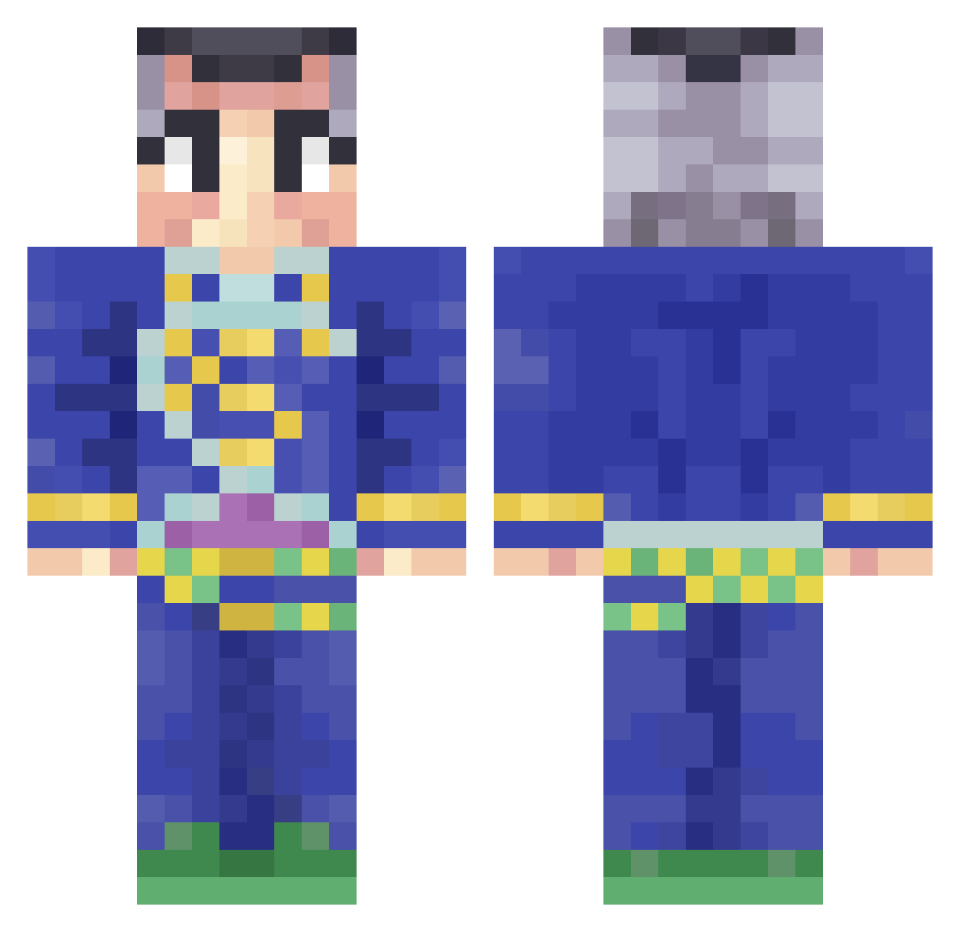 Lavagun1234 Minecraft skin, front and back view
