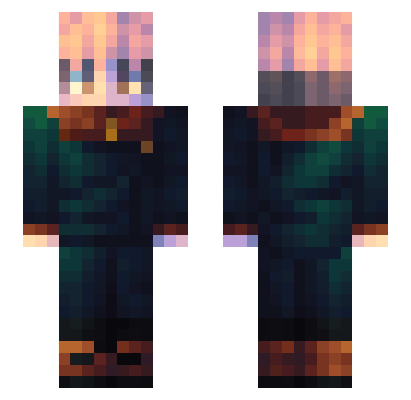 Yuowun Minecraft skin, front and back view