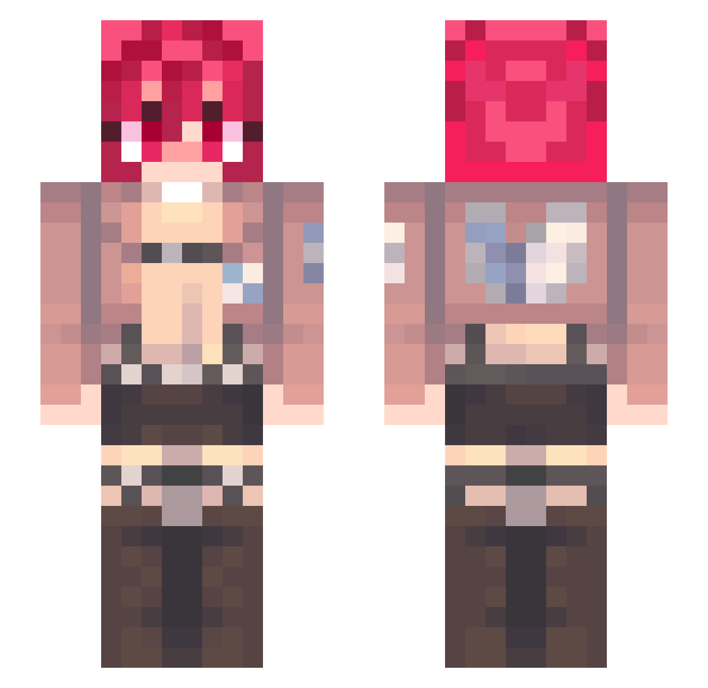 Waddlever Minecraft skin, front and back view