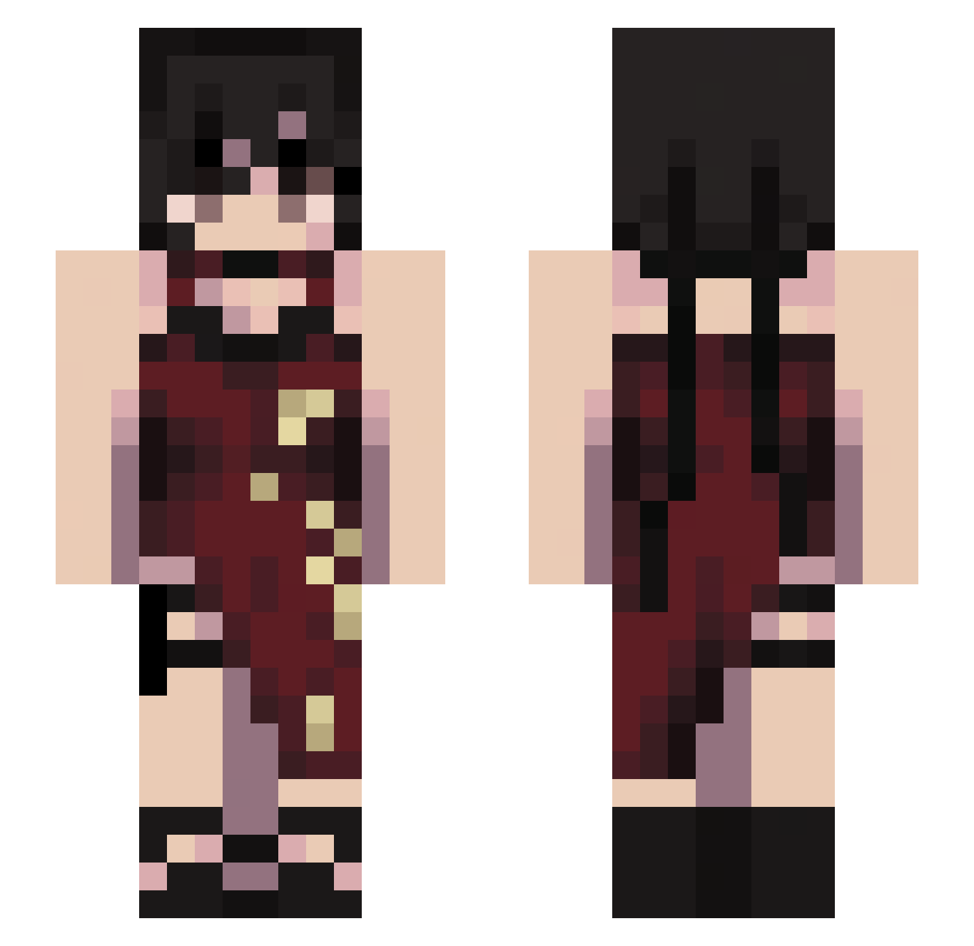 morphinxji Minecraft skin, front and back view