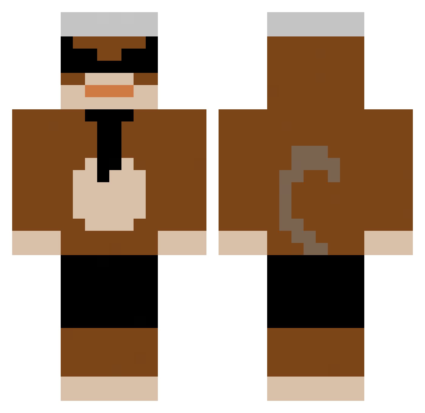 Taisster Minecraft skin, front and back view