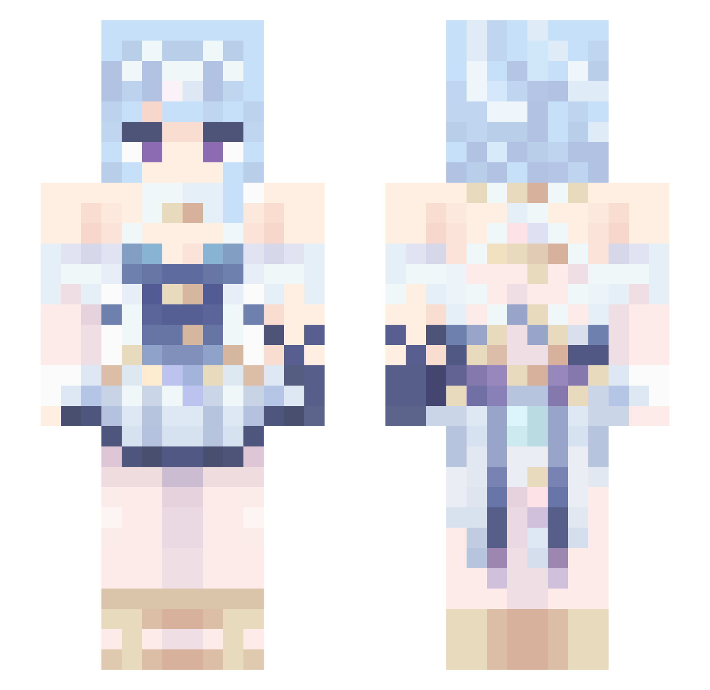Fisdrone Minecraft skin, front and back view