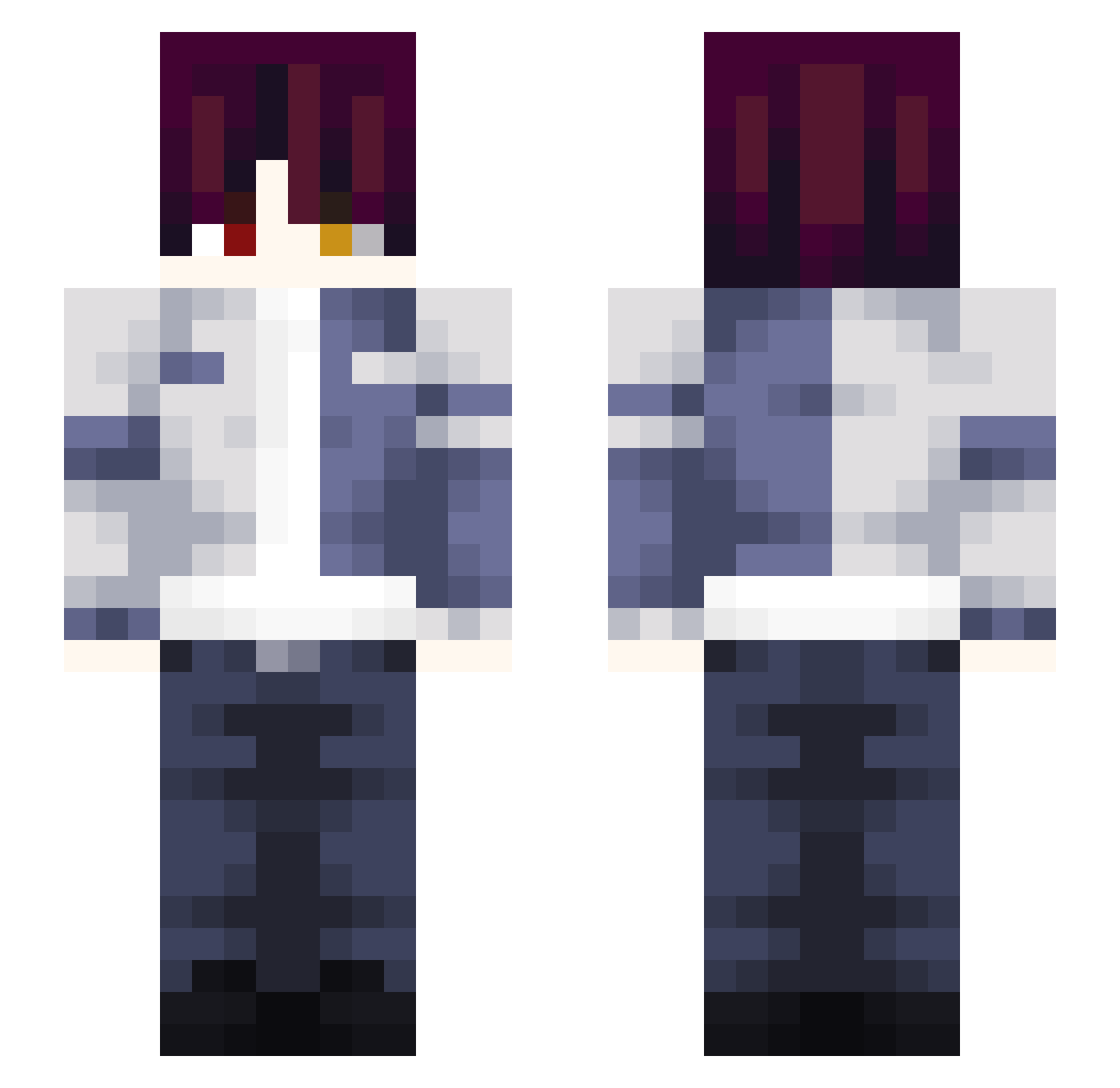 Zyzzzs Minecraft skin, front and back view