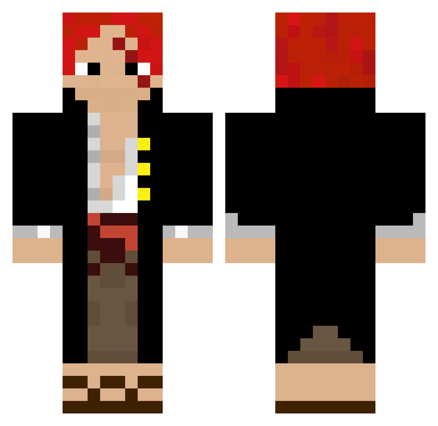 Redwolfz Minecraft skin, front and back view