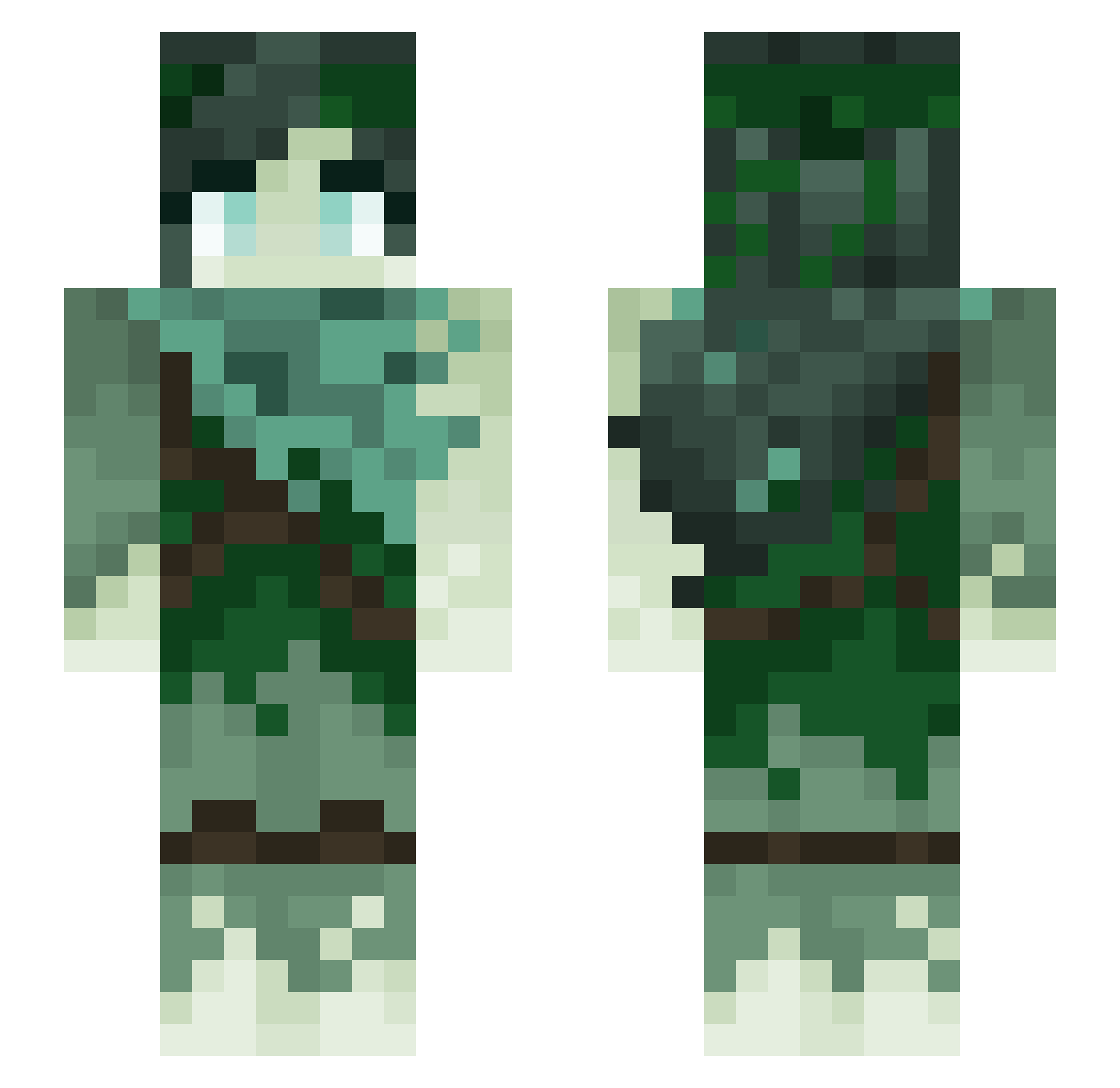 Tibberataptor Minecraft skin, front and back view