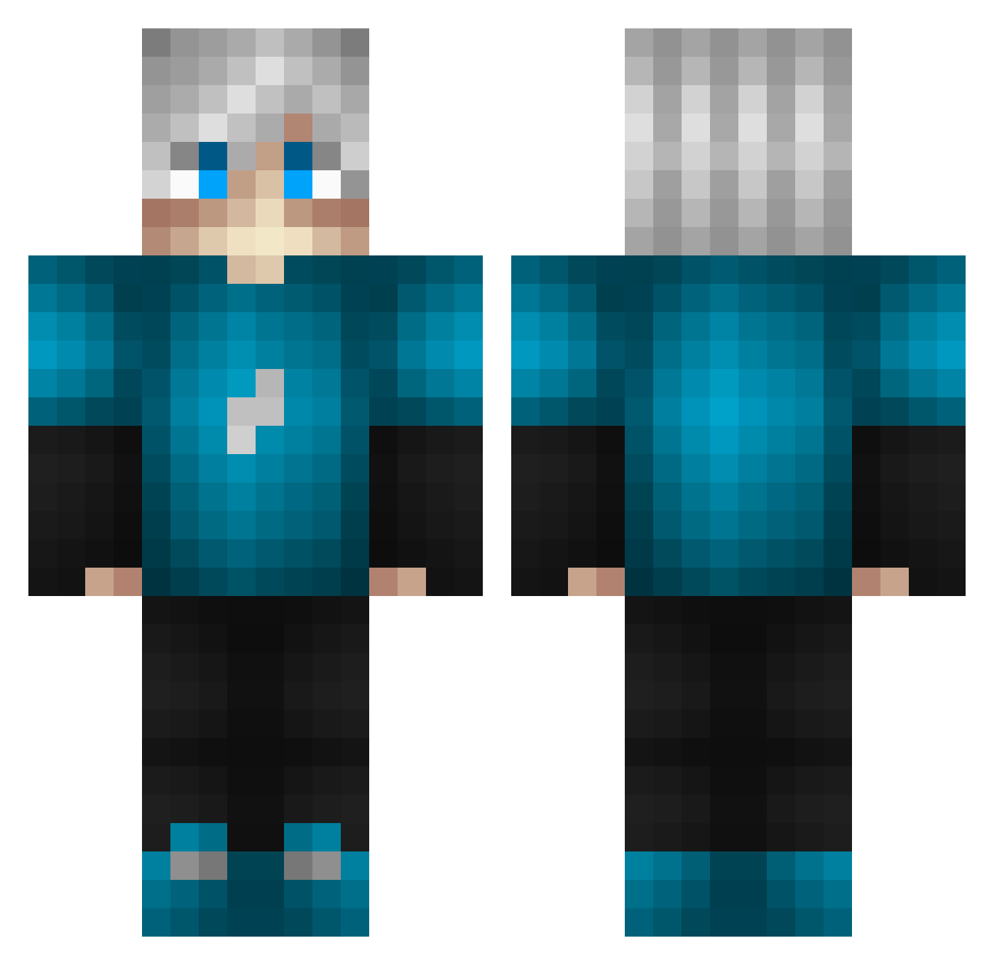 xEltac Minecraft skin, front and back view