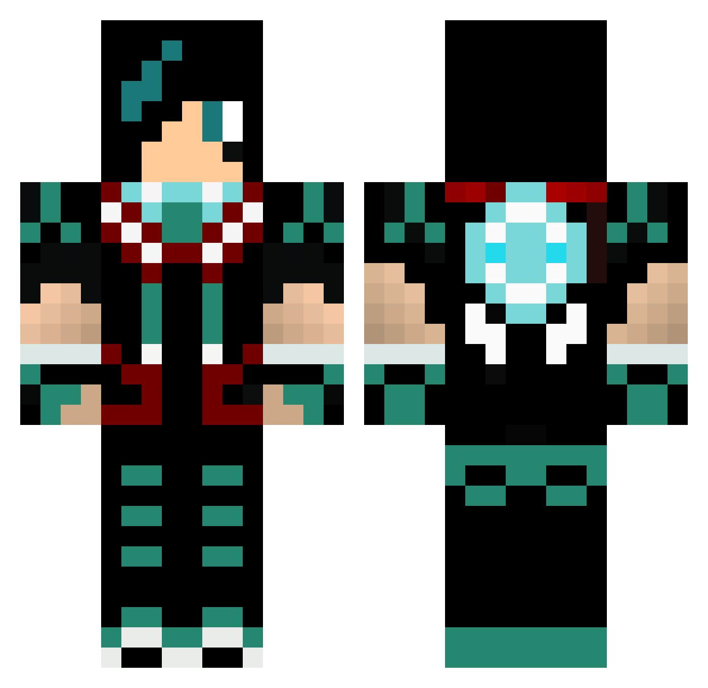 Zx1TheRedNinja Minecraft skin, front and back view