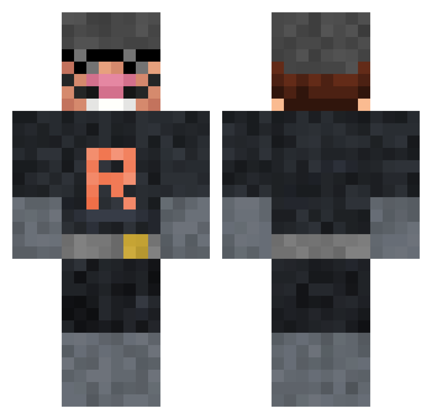MegaNutts Minecraft skin, front and back view