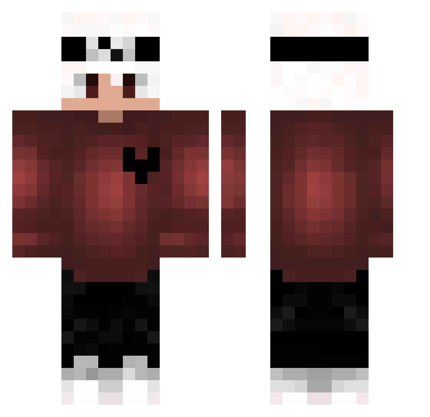 Bivz Minecraft skin, front and back view