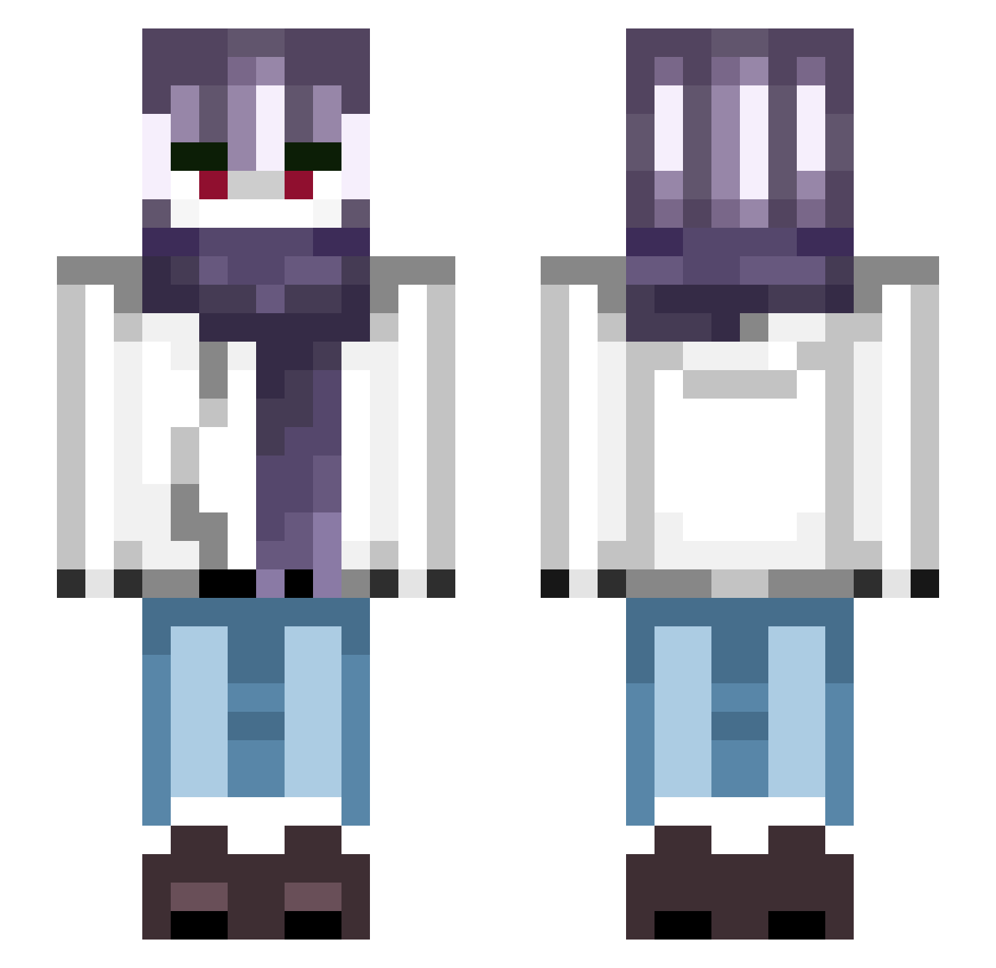 Akiyv Minecraft skin, front and back view