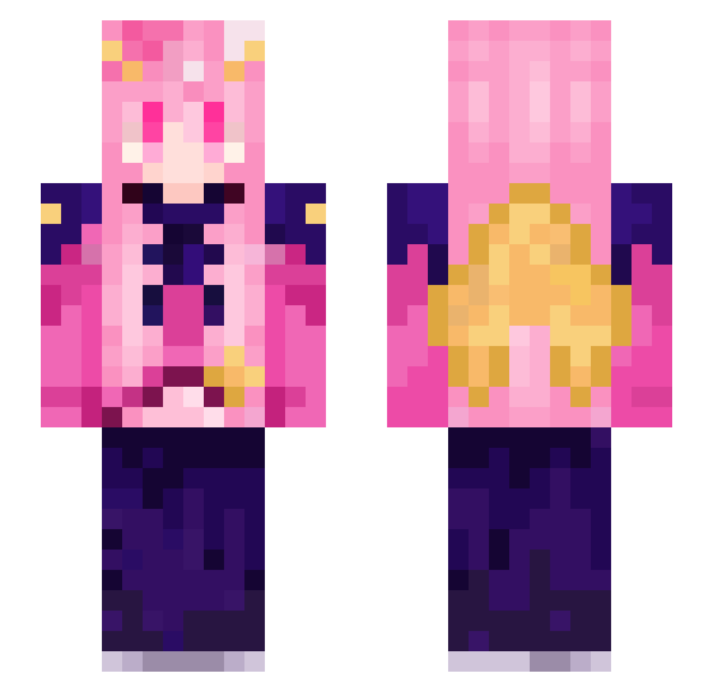 Parfetti Minecraft skin, front and back view