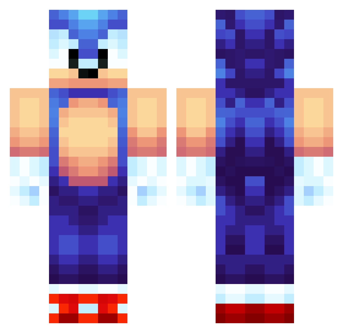 JustNayy Minecraft skin, front and back view