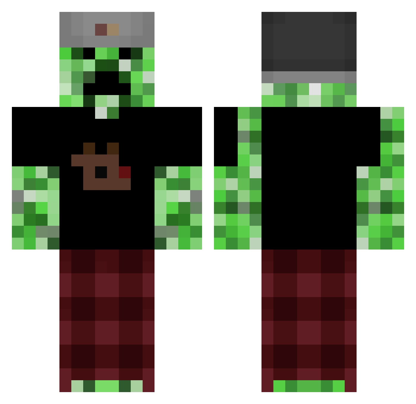 TazerFloyd Minecraft skin, front and back view