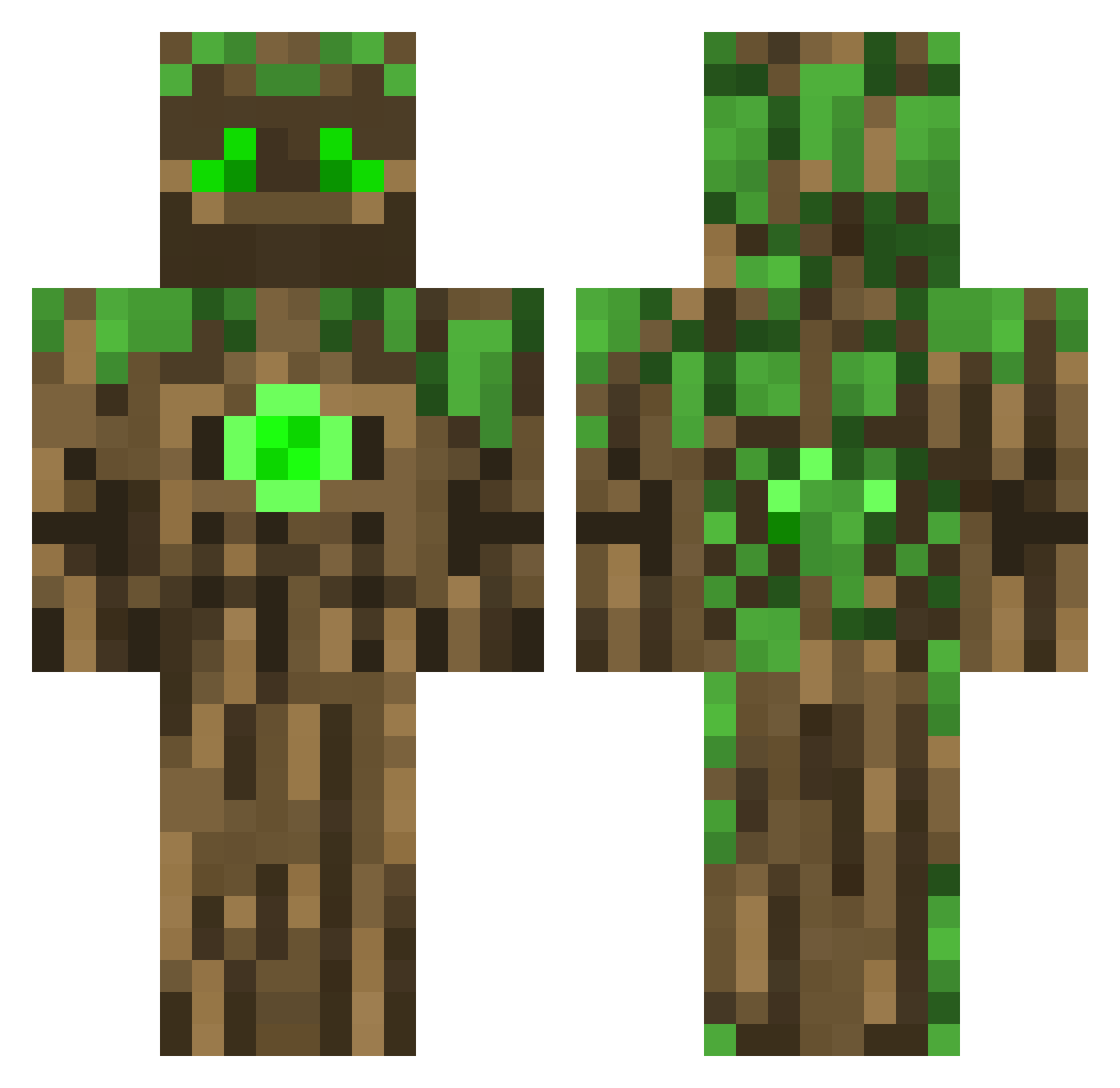 Woodsilver Minecraft skin, front and back view