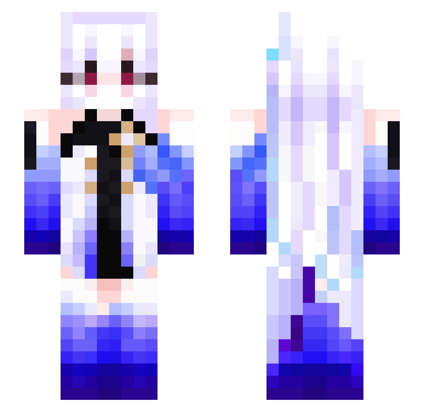 Angelblazel Minecraft skin, front and back view
