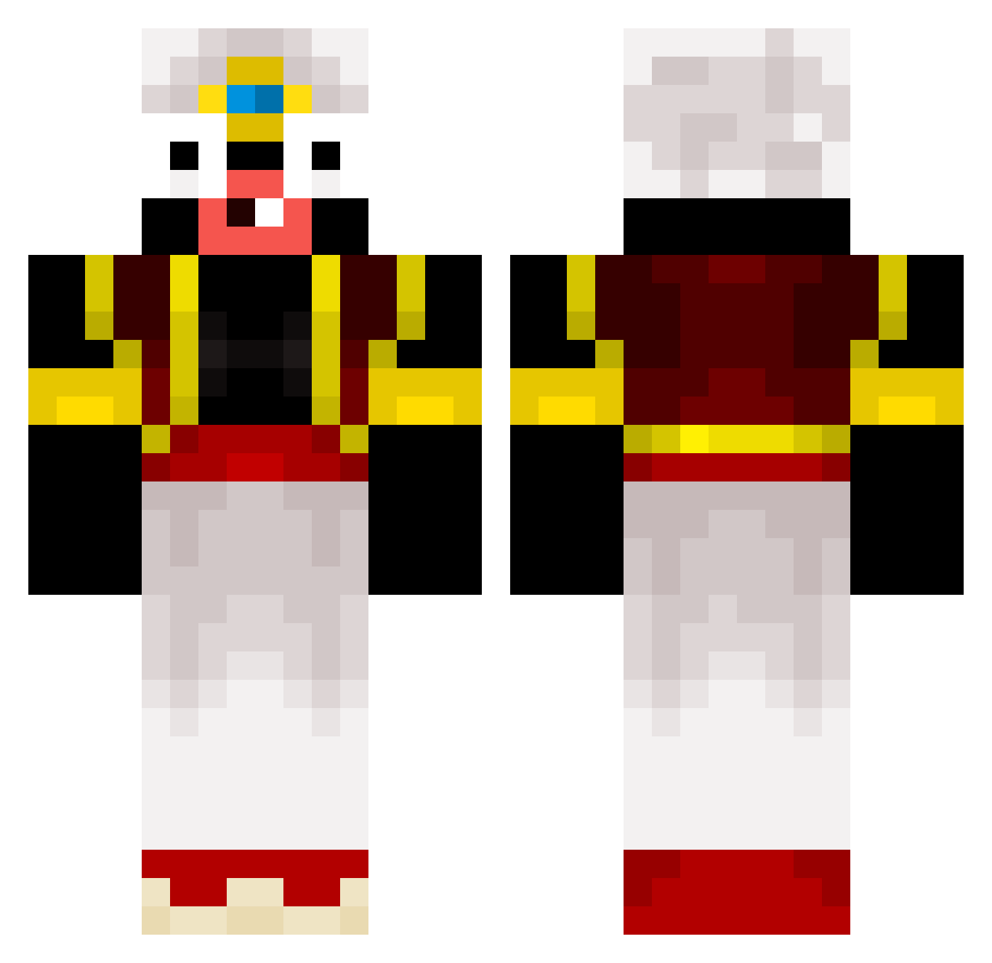 Dedgar Minecraft skin, front and back view