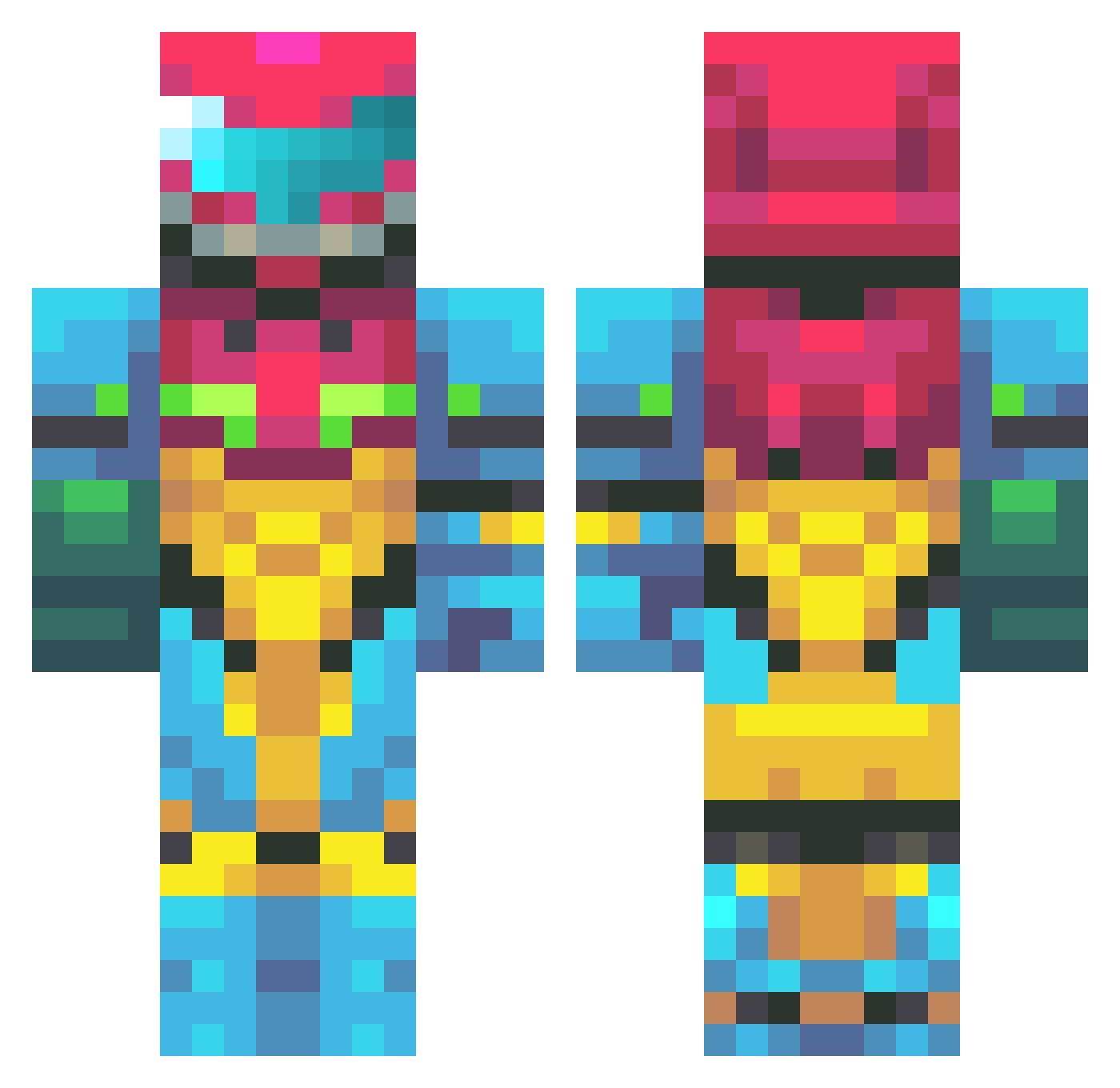 SpingbingDeluxe Minecraft skin, front and back view