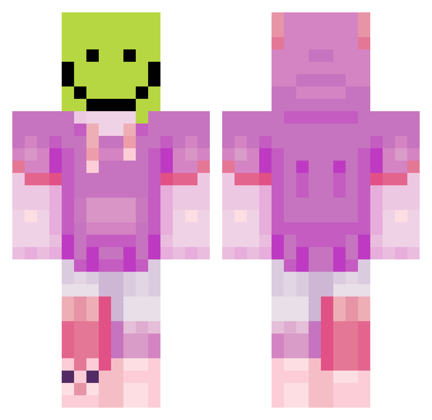 NABS74 Minecraft skin, front and back view
