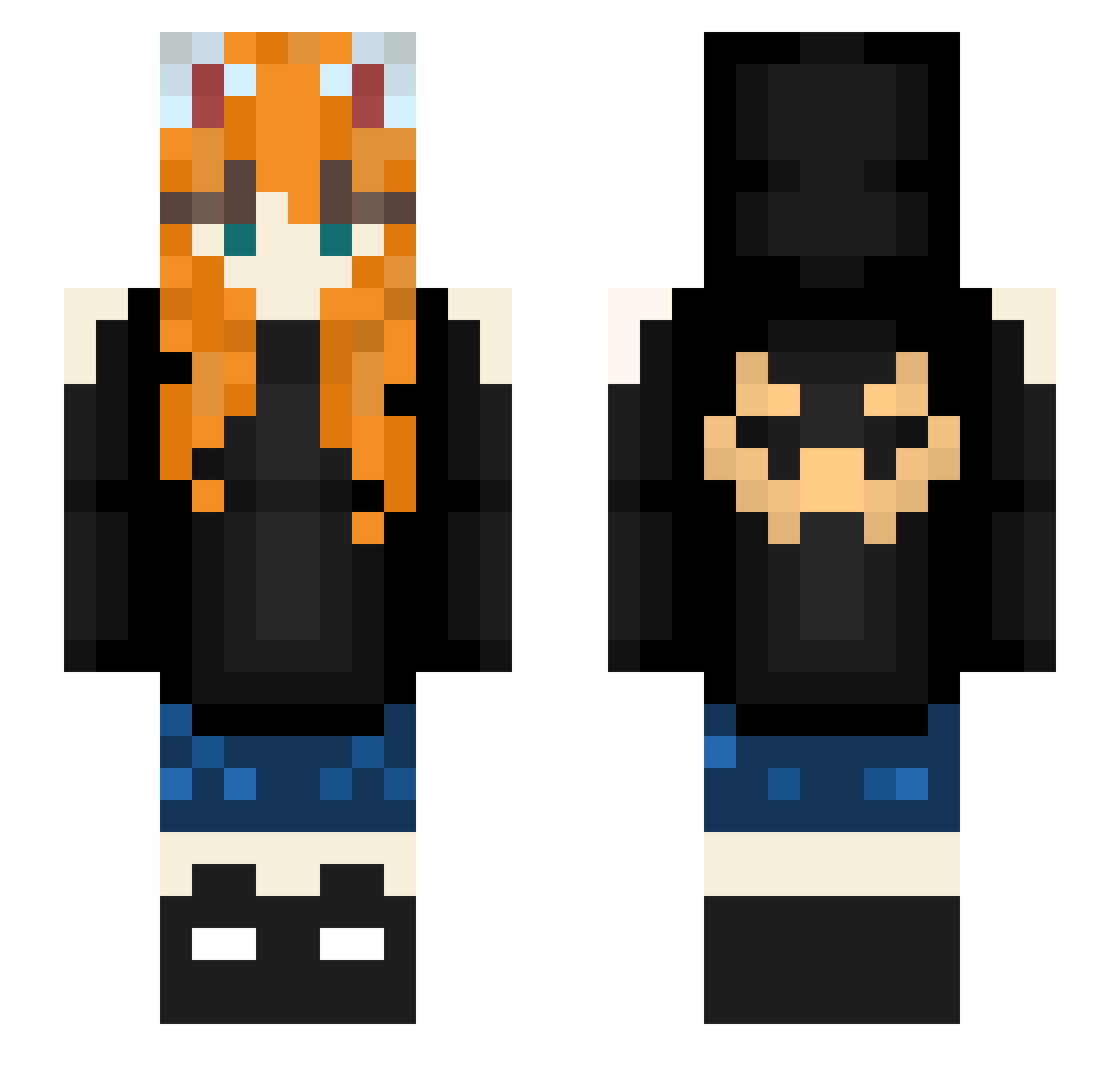 MidknightAlpha Minecraft skin, front and back view
