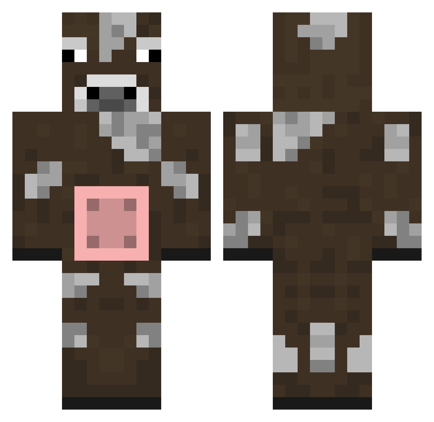 ShadowGirlAllie Minecraft skin, front and back view