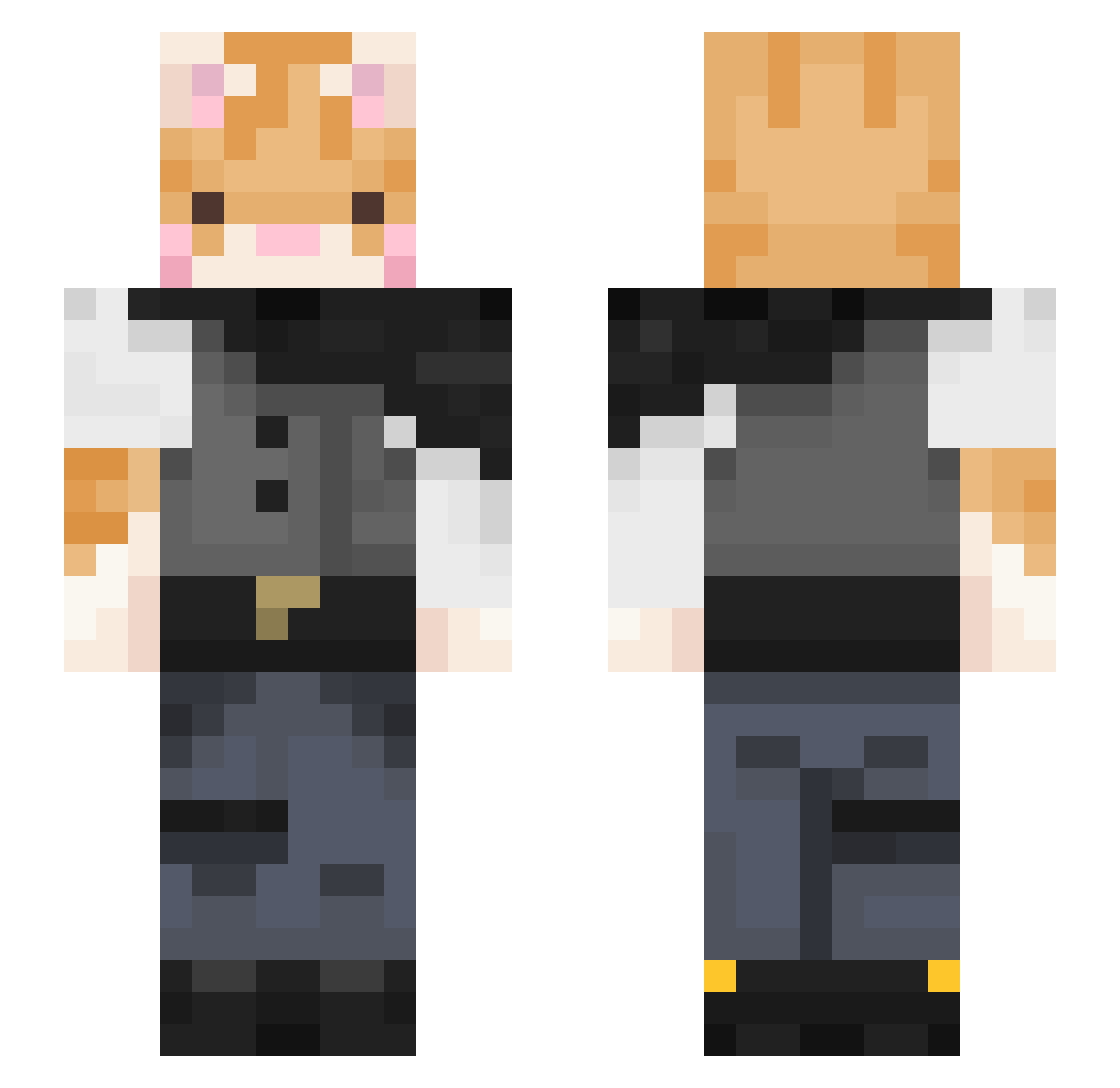 zxJuju Minecraft skin, front and back view