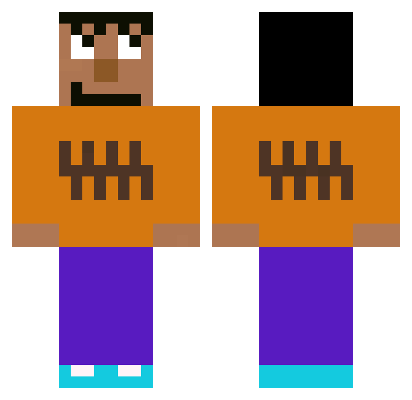 megashoto Minecraft skin, front and back view