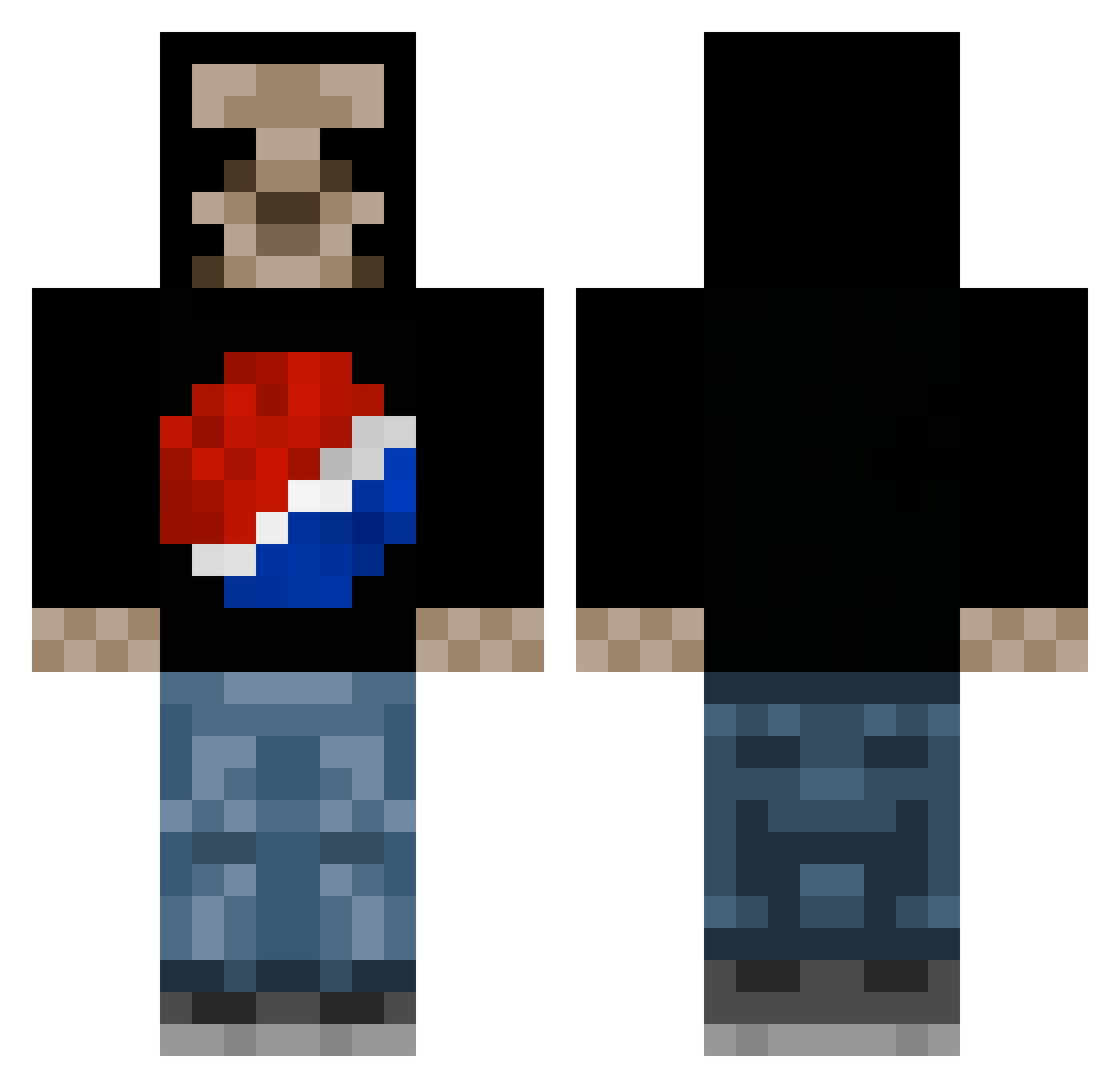 Levincy Minecraft skin, front and back view