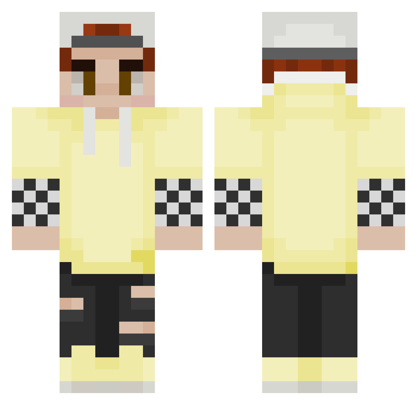 WaeCo Minecraft skin, front and back view