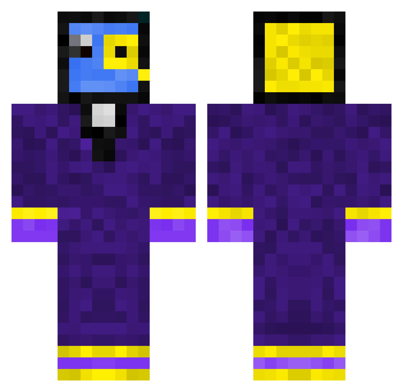 Cyrozome Minecraft skin, front and back view