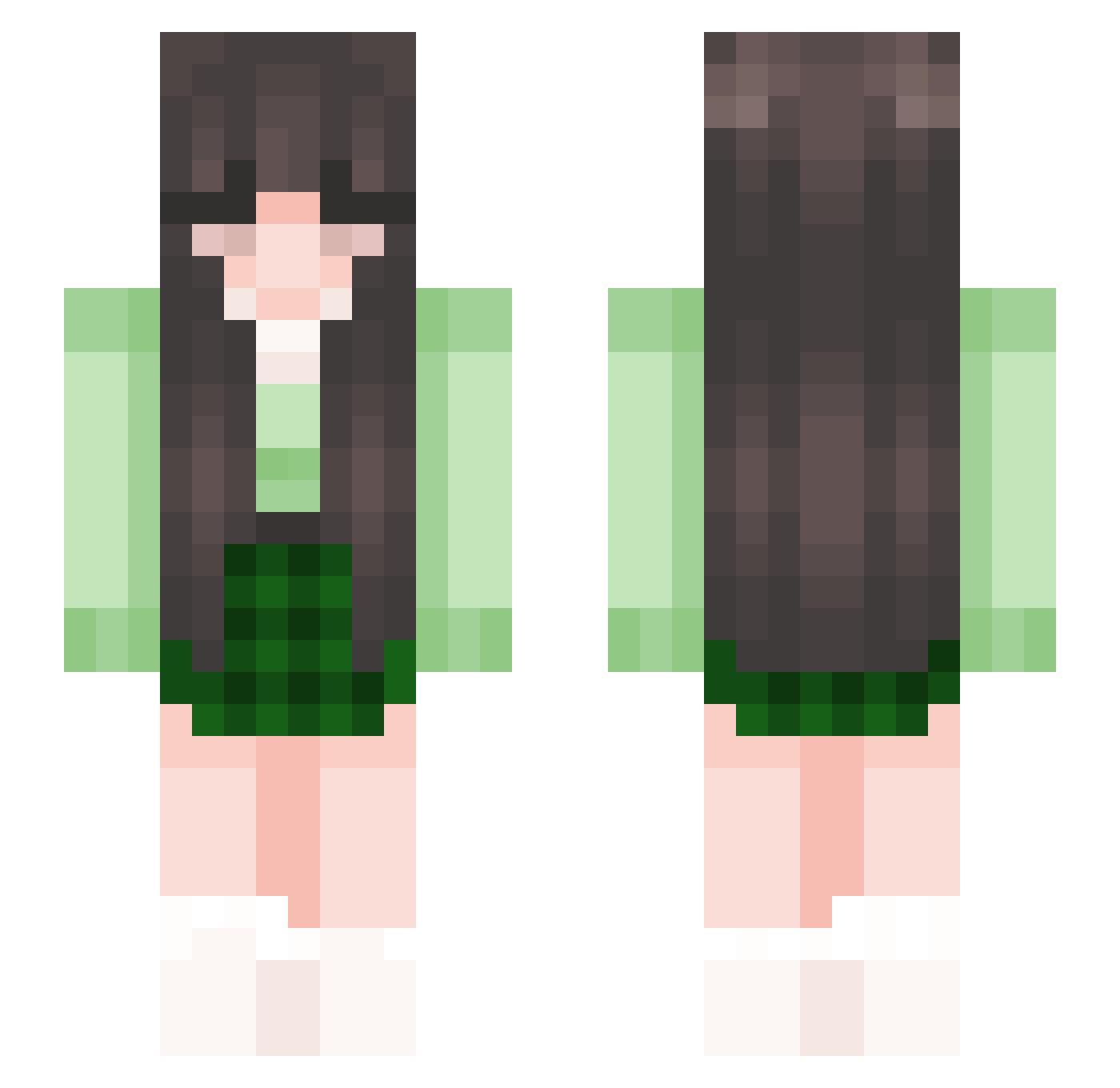 Cucumbel Minecraft skin, front and back view