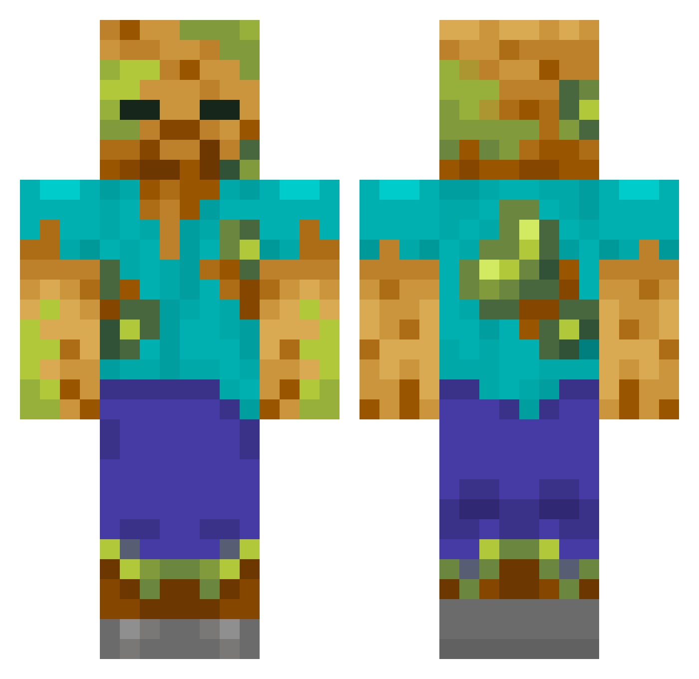 bulvestuff Minecraft skin, front and back view